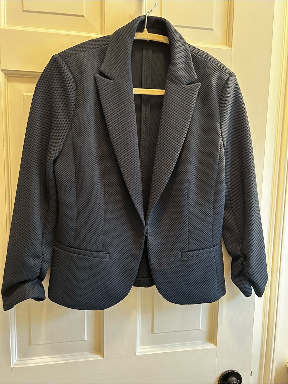 Women's Textured Blazer Jacket - Charcoal Gray